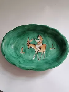 CAS Vietri RARE Oval Pottery Bowl featuring a donkey by artist Irene Kowaliska - Picture 1 of 14