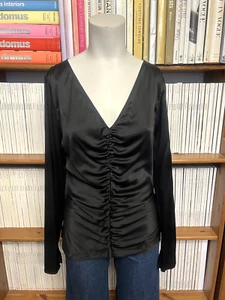 Blusa Camisa Elizabeth & James Damas 8 XS Top Adela Seda Satén Acanalada $295 - Imagen 1 de 9