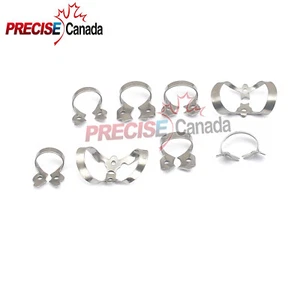 SET 8 BASIC DENTAL RESTORATIVE ENDODONTIC ASSORTED RUBBER DAM CLAMPS - Picture 1 of 2