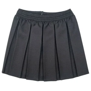 Mädchen Kasten Faltenrock rundum Gummibund für Schuluniform - SCHWARZ - Bild 1 von 1