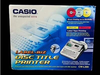 Casio CW-L300 Label Biz Disc Title Printer & Label Maker CD/DVD 2 N 1 Direct - Image 1 of 4