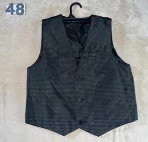 Boy's Black Blue Dots Formal Dress Tuxedo Vest Wedding Prom Size 16 - Picture 1 of 6