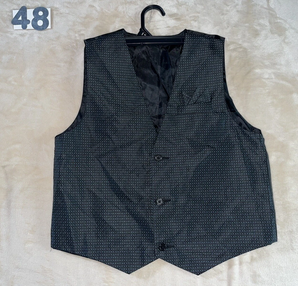 Boy's Black Blue Dots Formal Dress Tuxedo Vest  Wedding Prom Size 16 - Image 1 of 4