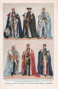 1906 PRINT ~ KNIGHTHOOD BRITISH ORDERS ~ MANTLES & INSIGNIA - Picture 1 of 1