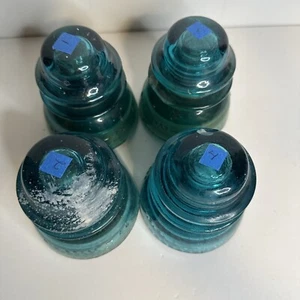 Juego de 4 aislantes telegráficos de vidrio azul aguamarina transparente vintage Hemingray - 42 EE. UU. - Imagen 1 de 24