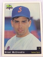 1991 Salinas Spurs-Classic BEST Minor Lg Baseball Card-Brant McCreadie