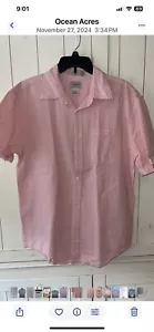 LL Bean Button Up Shirt Mens L-Reg Orange White Seersucker Casual Preppy Men - Picture 1 of 5