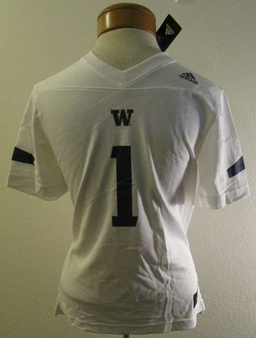 NWT Adidas Washington Huskies #1 Youth Replica Football Jersey L White MSRP$55 Cover