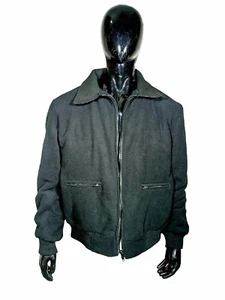 Black Fleece Collared Varsity Jacket College Letterman Bomber Zipper Quilted - Picture 1 of 7
