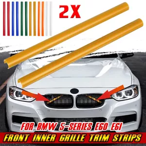2x Grill Bar V Brace For BMW 5-Series E60 Front Grille Trim Strips Pipe - Foto 1 di 19