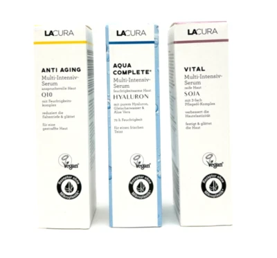 ✅LACURA Multi Intensiv Serum Anti Aging Q10, Aqua Complete oder Vital Soja 30ml✅