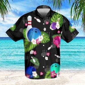 Unique Bowling Shirts Tropical Bowling Hawaiian Shirt Summer Hawaiian For Men - Picture 1 of 2