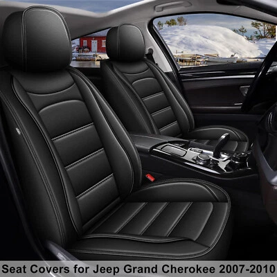 Car Seat Covers Full Set Custom Fit for Jeep Grand Cherokee 2007-2010 PU Leather Foto 1 de 4