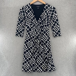 White House Black Market Kleid Damen 0 schwarz Geometrisches Muster figurbetont 3/4 Ärmel Strick - Bild 1 von 11
