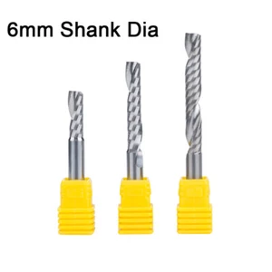 6mm Solid Carbide Single Flute Spiral Router Bit End Mill CNC Cutter MDF Acrylic - Picture 1 of 4