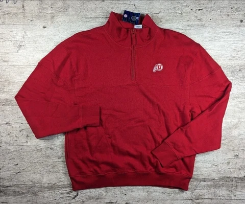 neXT Utah Utes Pullover Mens Large Red 1/4 Zip Sweatshirt Embroidered Logo Golf Cover