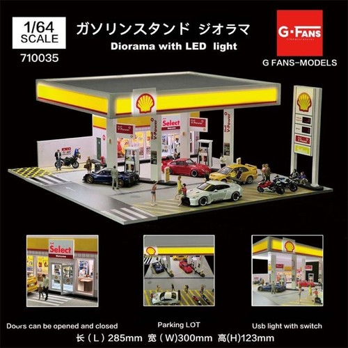 Tiny City Shell Gas Station Diorama avec LED Light Figure Mini Car ...