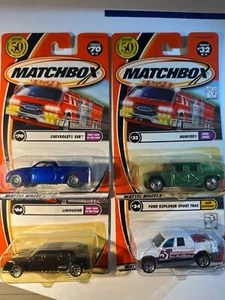 Matchbox 50 Year Anniversary LOT of four: Ford Explorer, Chevy SSR, Limo, Humvee - Picture 1 of 1