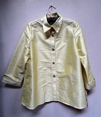 Blusa Top Mediana IC Collection Mujer Amarillo Mostaza Manga 3/4 Abotonada Foto 1 de 4