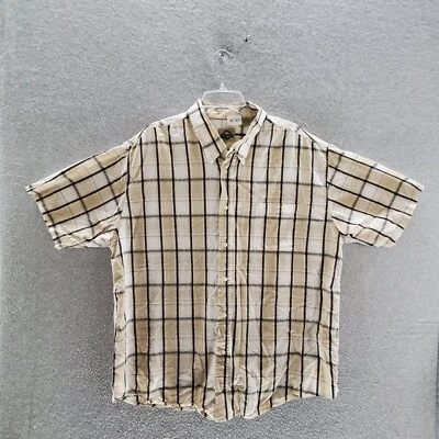 Camisa con botones Shaver Lake para hombre 2XL beige a cuadros manga corta bolsillos cuello Foto 1 de 4