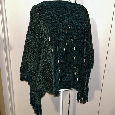 Poncho/Tonos de Verde/Talla M-L/Suéter con Cuentas Foto 1 de 4
