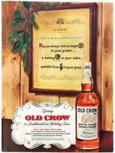 Vintage Print Reklame 50er Jahre Old Crow Kentucky Bourbon Whiskey Klassiker Werbung - Bild 1 von 1