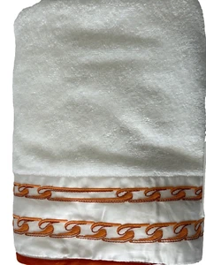 One Yves Delorme Couture Hand Towel Regaepon White Orange 22 x 39 New France - Picture 1 of 8