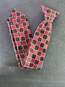 BERGAMO NEW YORK Youth Boy's Clip On Neck Tie Black/Red/Silver/LT Blue - Picture 1 of 5