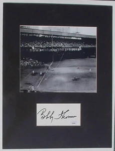 Bobby Thomson Signed Shot Heard Around The World matted display JSA cert. 13X10 - Picture 1 of 3