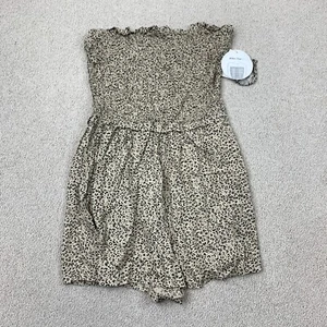 Jessica Simpson Romper Women's Large Removable Straps Leopard Stretch Smocked - Picture 1 of 11