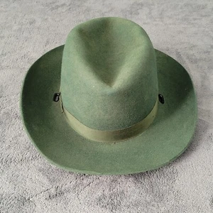Stratton Self Forming Hat 6 5/8 Dark Green Felt Ranger Law Enforcement - Picture 1 of 8