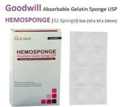 5 x Dental HEMOSPONGE Absorbable Gelatin USP Sterile 32 Sponge Pack 10x10x10mm - Image 1 of 4