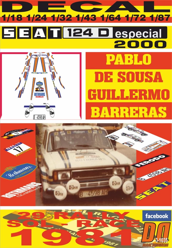 DECAL SEAT 124 2000 PABLO DE SOUSA R.SOL RACE 1981 DnF (08) - Image 1 of 1
