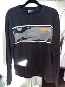 Superdry Herren Core Logo Camo Streifen Langarm Rundhals Print T-Shirt Schwarz - Bild 1 von 3
