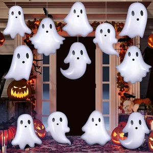 12 Piezas Grandes Halloween Inflables Colgantes Fantasmas 14" PVC Patio Decoraciones Exterior - Imagen 1 de 6
