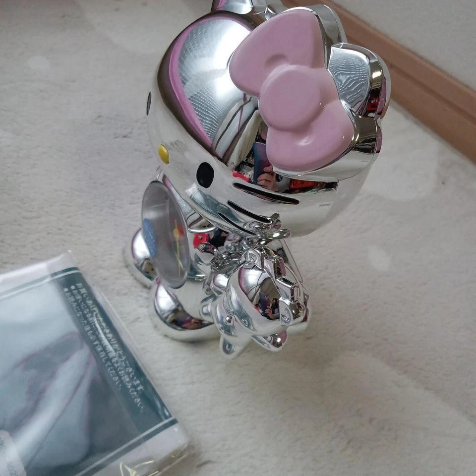 CITIZEN 4RE503-Y Sanrio Hello Kitty Alarm Clock Rare Analog Desk Clock Silver - Image 1 of 4