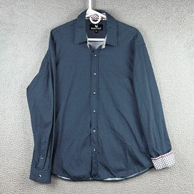 Рубашка Buttercloth мужская размер XL черная бирюзовая с длинным рукавом на пуговицах геометрический откидной манжет - Изображение 1 из 4