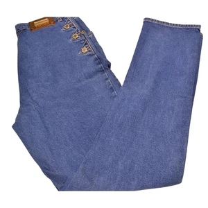 Lawman Western Relaxed Fit Jeans Womens Size 9/10 Denim Blue Buttons - Picture 1 of 8