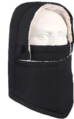 Pasamontañas Impermeable Nylon Forrado de Vellón Invierno Sombrero Capucha Gorra Máscara Facial Gorro de Esquí Foto 1 de 4