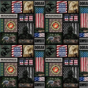 BTHY Military Marines Emblem Eagle Semper Fi Oorah Cotton Fabric By Half yard - Picture 1 of 1