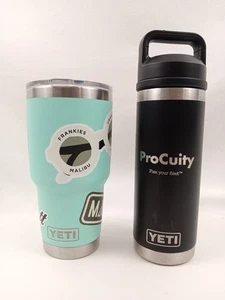 Lote de 2 Yeti Rambler Plata Acero Inoxidable Vaso Viaje Taza Tapa JUEGO 30 18 oz - Imagen 1 de 9