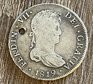 Bolivia 1819 PTS PJ 4 Reales Holed Story Teller Silver Colonial Great Coin - Picture 1 of 11