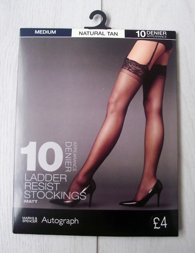 Marks & Spencer 10 Denier Ultrasheer Lace Top Matt Stockings Medium/Natural Tan - Image 1 of 4
