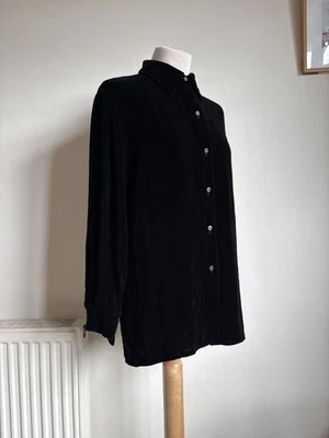 J. CREW Black Silk/Rayon Velvet Shirt. S UK 12 14 Chest 44". Button-Up Classic - Image 1 of 4