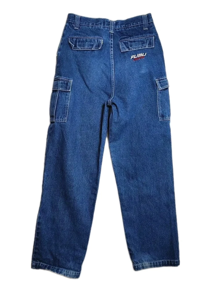 Jeans cargo vintage FUBU holgados pierna ancha juvenil talla 18 hip hop Y2K años 90 (28x30) Foto 1 de 4