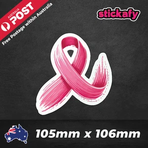 Pink Ribbon Vinyl Sticker for Laptop Car Decal Boat Aussie Funny - Picture 1 of 5