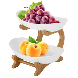 Ciotola frutta 2 livelli cesto frutta supporto vassoio servizio frutta contenitore frutta bianco - Foto 1 di 24