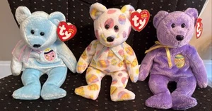 VTG 3 Easter Ty Beanie Babies Eggs II Eggs III Eggs 2004 Bears Excellent Cond - Picture 1 of 22