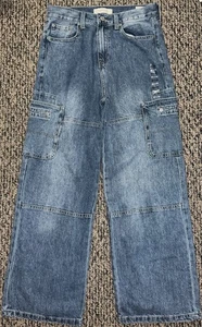 PacSun Extreme Baggy Oversized Leg Cargo Jeans Medium Indigo 28 x 30 NWOT! 🍀 - Picture 1 of 13
