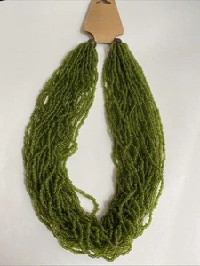 Chartreuse Green Multi Strand Seed Bead Necklace - Picture 1 of 2
